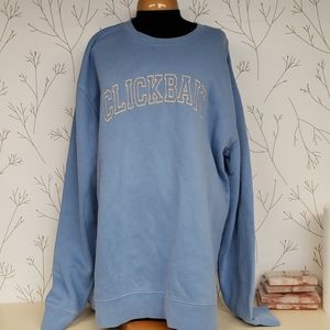 Clickbait lt. Blue crewneck.w/ cream stitch